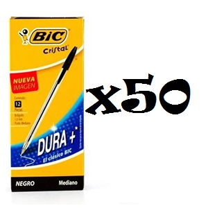 BOLIG BIC X 50 T/G NEGRA TRANSP