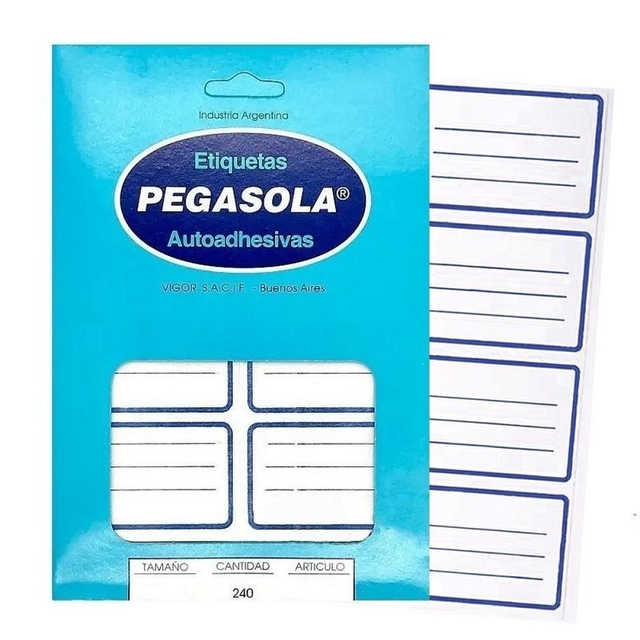 ETIQ P/CUAD AZUL X 8 PEGASOLA                      